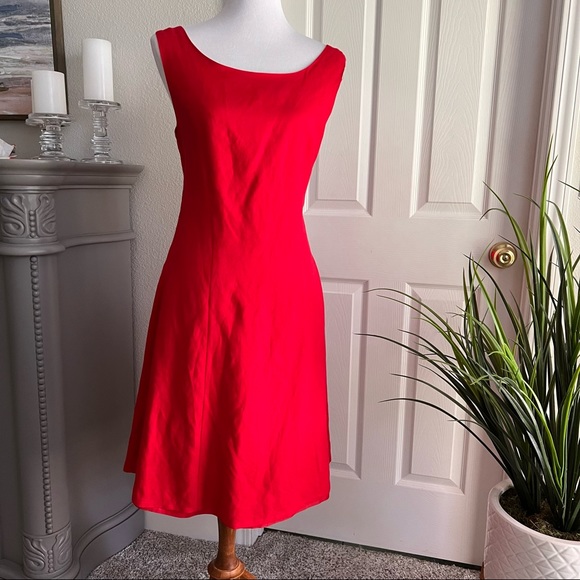 Lennie for Nina Leonard Red Linen Blend Dress - Picture 1 of 4